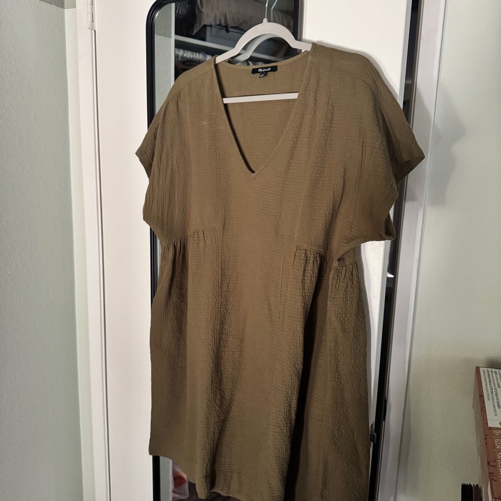 Madewell Olive V-Neck Dress